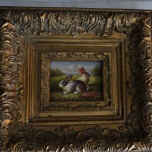 Vintage Gold Framed Rabbit Art
